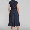 Navy / Cream Women’s Ralph Lauren Polka-Dot Silk Georgette Dress