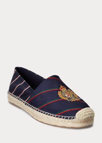 Navy Men’s Ralph Lauren Cevio Crest Striped Espadrille
