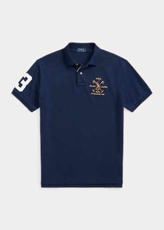 Navy Men’s Ralph Lauren Classic Fit Crest Mesh Polo Shirts
