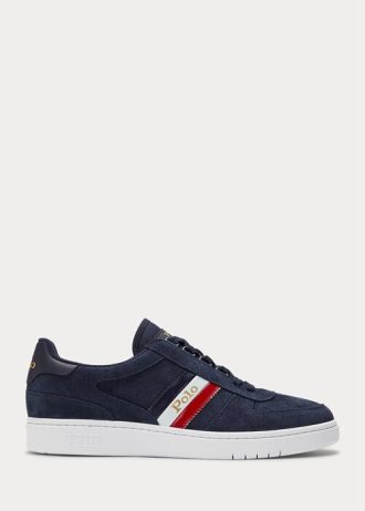 Navy Men’s Ralph Lauren Court Suede Low-Top Sneakers