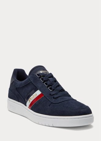 Navy Men’s Ralph Lauren Court Suede Low-Top Sneakers