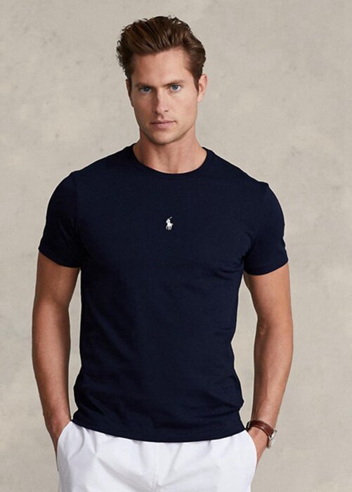 Navy Men’s Ralph Lauren Custom Slim Fit Crewneck T Shirts Navy Men’s Ralph Lauren Custom Slim Fit Crewneck T Shirts