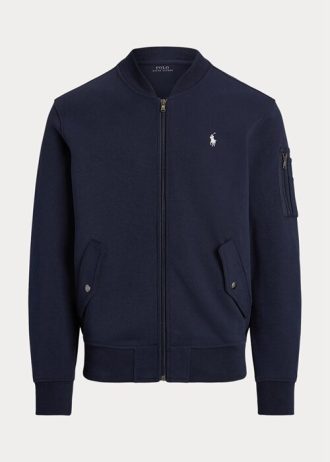 Navy Men’s Ralph Lauren Double-Knit Bomber Jackets Navy Men’s Ralph Lauren Double-Knit Bomber Jackets