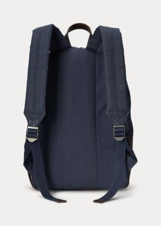Navy Men’s Ralph Lauren Equestrian-Print Canvas Backpacks