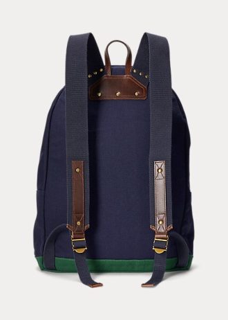 Navy Men’s Ralph Lauren Logo-Embroidered Canvas Backpacks