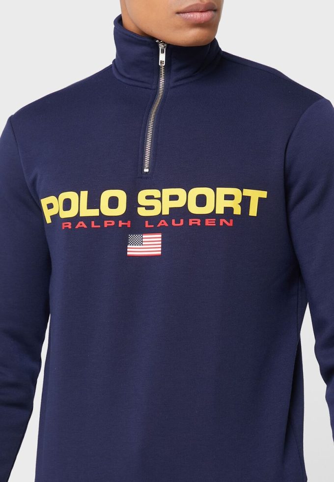 Navy Men’s Ralph Lauren Logo Half Zip Sweatshirt