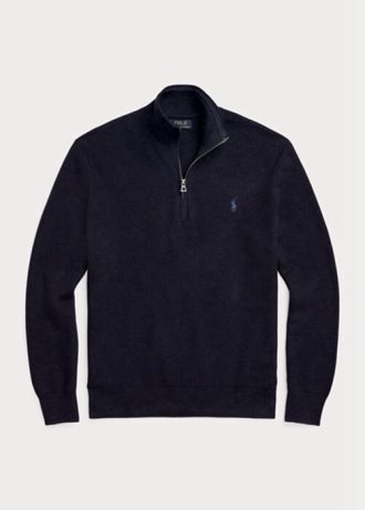 Navy Men’s Ralph Lauren Mesh-knit Cotton Quarter-zip Jumper  Sweaters