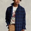 Navy Men’s Ralph Lauren Plaid Wool-blend Overshirt  Shirts