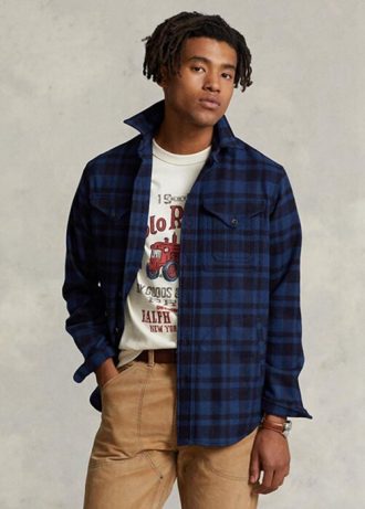 Navy Men’s Ralph Lauren Plaid Wool-blend Overshirt  Shirts