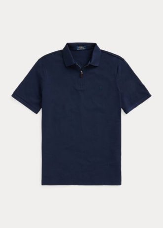 Navy Men’s Ralph Lauren Stretch Mesh Zip Polo Shirts