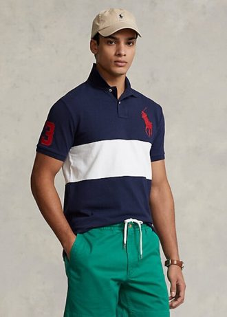 Navy / White Men’s Ralph Lauren Big Pony Mesh Polo Shirts