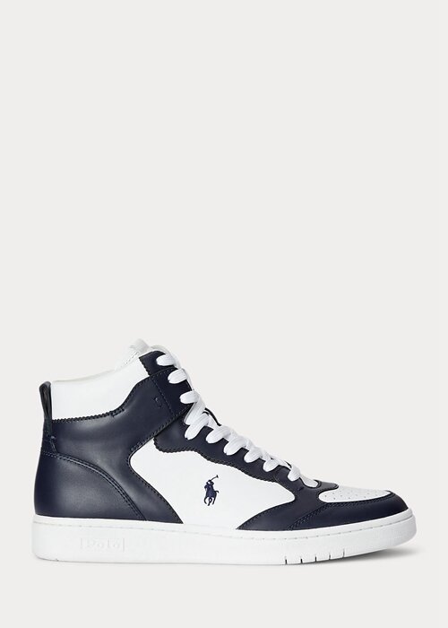 Navy / White Men’s Ralph Lauren Court Leather High-Top Sneakers Navy / White Men’s Ralph Lauren Court Leather High-Top Sneakers