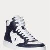 Navy / White Men’s Ralph Lauren Court Leather High-Top Sneakers Navy / White Men’s Ralph Lauren Court Leather High-Top Sneakers