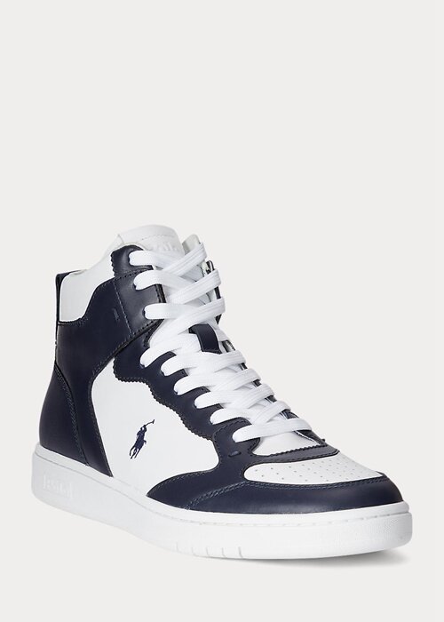 Navy / White Men’s Ralph Lauren Court Leather High-Top Sneakers Navy / White Men’s Ralph Lauren Court Leather High-Top Sneakers