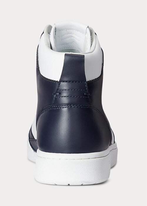 Navy / White Men’s Ralph Lauren Court Leather High-Top Sneakers Navy / White Men’s Ralph Lauren Court Leather High-Top Sneakers