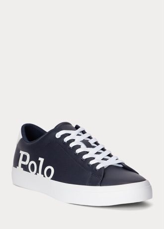Navy / White Men’s Ralph Lauren Longwood Logo Leather Sneakers