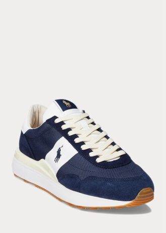 Navy / White Men’s Ralph Lauren Train 89 Suede & Oxford Sneakers