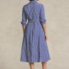 Navy / White Women’s Ralph Lauren Belted Striped Dress