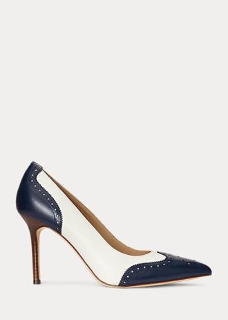 Navy / White Women’s Ralph Lauren Lynden Nappa & Burnished Leather Heels