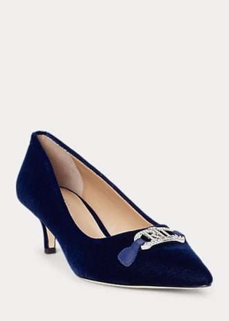Navy Women’s Ralph Lauren Amory Velvet Heels