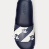 Navy Women’s Ralph Lauren Audrina Logo Faux-Leather Slippers Navy Women’s Ralph Lauren Audrina Logo Faux-Leather Slippers