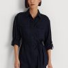 Navy Women’s Ralph Lauren Belted Linen   Shirts