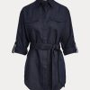 Navy Women’s Ralph Lauren Belted Linen   Shirts