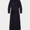 Navy Women’s Ralph Lauren Belted Wool-Blend Dress