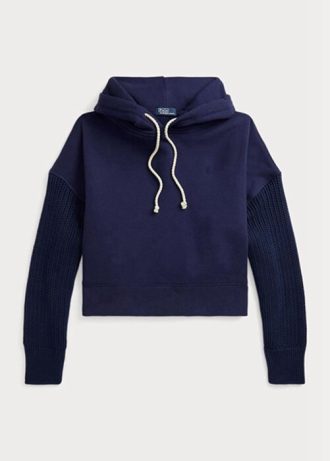 Navy Women’s Ralph Lauren Boxy Fit Hybrid Jumper-sleeve  Hoodie