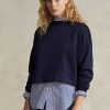 Navy Women’s Ralph Lauren Boxy Suede-Patch French Terry Sweatshirts Navy Women’s Ralph Lauren Boxy Suede-Patch French Terry Sweatshirts