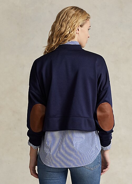 Navy Women’s Ralph Lauren Boxy Suede-Patch French Terry Sweatshirts Navy Women’s Ralph Lauren Boxy Suede-Patch French Terry Sweatshirts