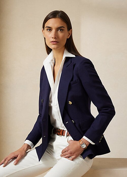 Navy Women’s Ralph Lauren Camden Wool Crepe Jackets Navy Women’s Ralph Lauren Camden Wool Crepe Jackets