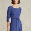 Navy Women’s Ralph Lauren Cotton Boatneck Midi Dress