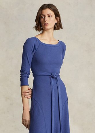 Navy Women’s Ralph Lauren Cotton Boatneck Midi Dress
