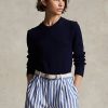 Navy Women’s Ralph Lauren Cotton Crewneck Sweaters