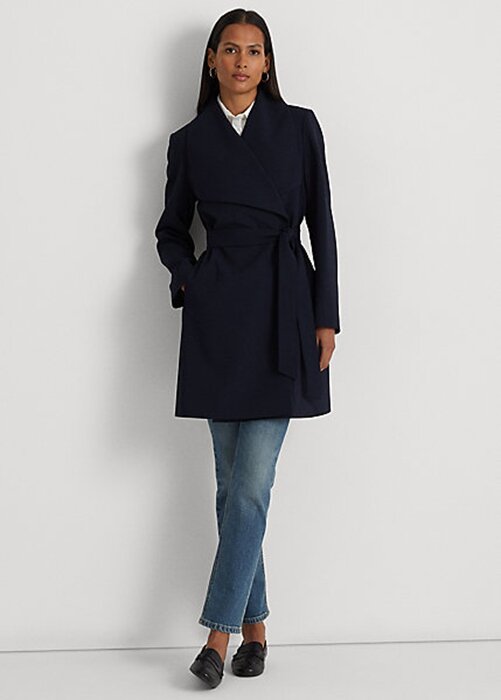 Navy Women’s Ralph Lauren Crepe Wrap Coats Navy Women’s Ralph Lauren Crepe Wrap Coats