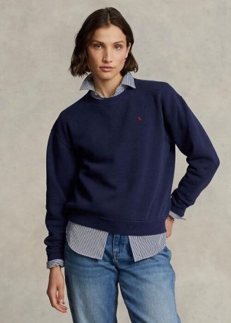 Navy Women’s Ralph Lauren Fleece Crewneck Pullover Sweatshirts