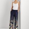 Navy Women’s Ralph Lauren Floral Charmeuse Wide-Leg Pants Navy Women’s Ralph Lauren Floral Charmeuse Wide-Leg Pants