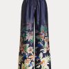 Navy Women’s Ralph Lauren Floral Charmeuse Wide-Leg Pants Navy Women’s Ralph Lauren Floral Charmeuse Wide-Leg Pants