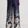 Navy Women’s Ralph Lauren Floral Charmeuse Wide-Leg Pants Navy Women’s Ralph Lauren Floral Charmeuse Wide-Leg Pants