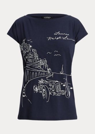 Navy Women’s Ralph Lauren Graphic Jersey T Shirts