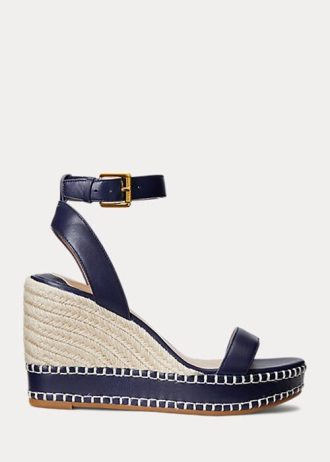 Navy Women’s Ralph Lauren Hilarie Leather Espadrille