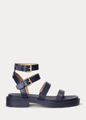 Navy Women’s Ralph Lauren Kayleen Nappa Leather Sandals