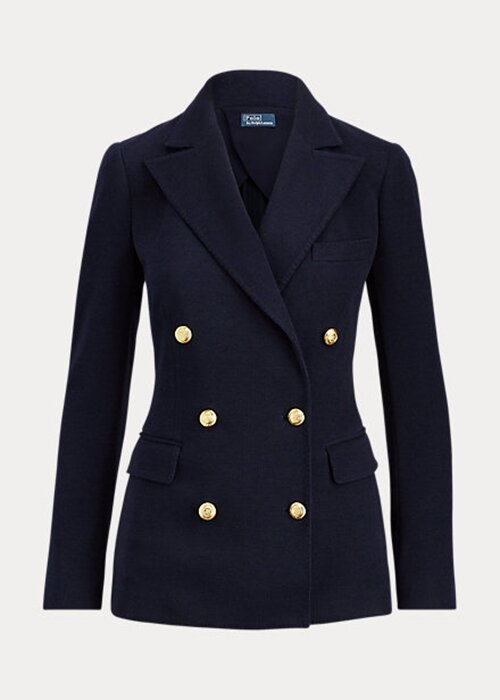 Navy Women’s Ralph Lauren Knit Double-Breasted Blazers Navy Women’s Ralph Lauren Knit Double-Breasted Blazers