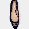 Navy Women’s Ralph Lauren Lilah Velvet Ballet Flat Shoes