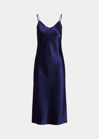 Navy Women’s Ralph Lauren Mulberry Silk Midi Slip Dress