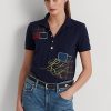 Navy Women’s Ralph Lauren Patchwork Piqué Polo Shirts