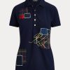 Navy Women’s Ralph Lauren Patchwork Piqué Polo Shirts