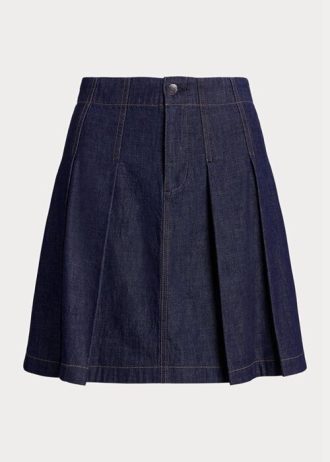 Navy Women’s Ralph Lauren Pleated Denim Miniskirt Skirts