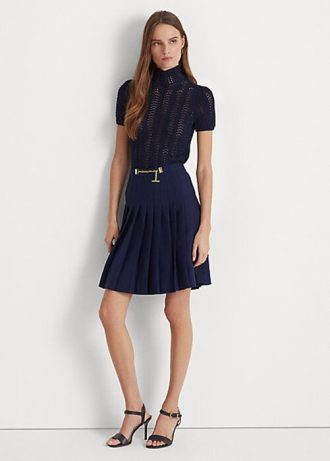 Navy Women’s Ralph Lauren Pleated Georgette Skirts Navy Women’s Ralph Lauren Pleated Georgette Skirts
